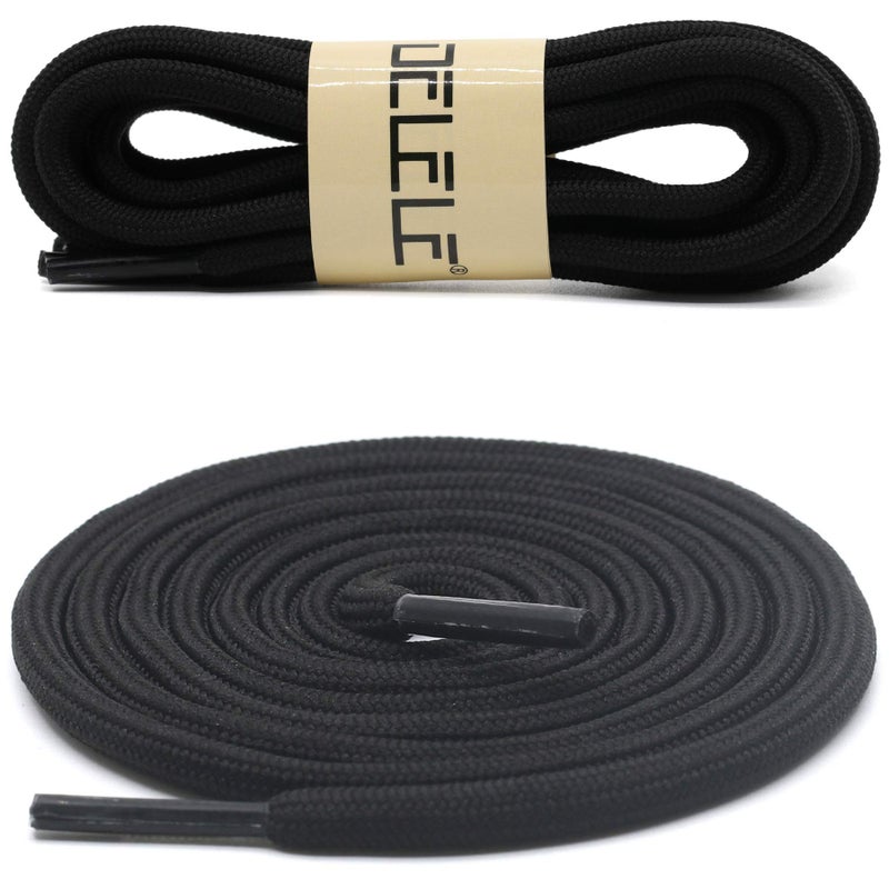 DELELE 2 Pair Round Solid Climbing Shoelaces Black Hiking Shoe Laces Boot Laces 53 inch - Image 2